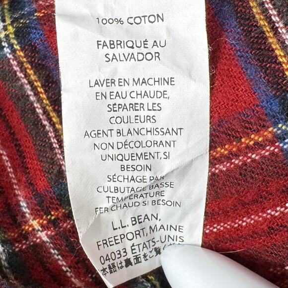 L.L.Bean XL Tall Red Tartan Plaid Flannel Shirt 100% Cotton Long Sleeve Outdoors - Picture 7 of 14